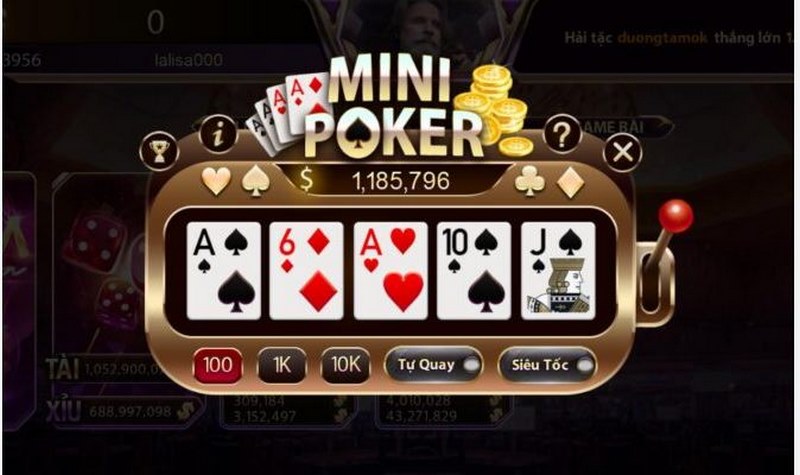 Mini Poker Zonclub là sự kết hợp giữa yếu tố may rủi và chiến thuật
